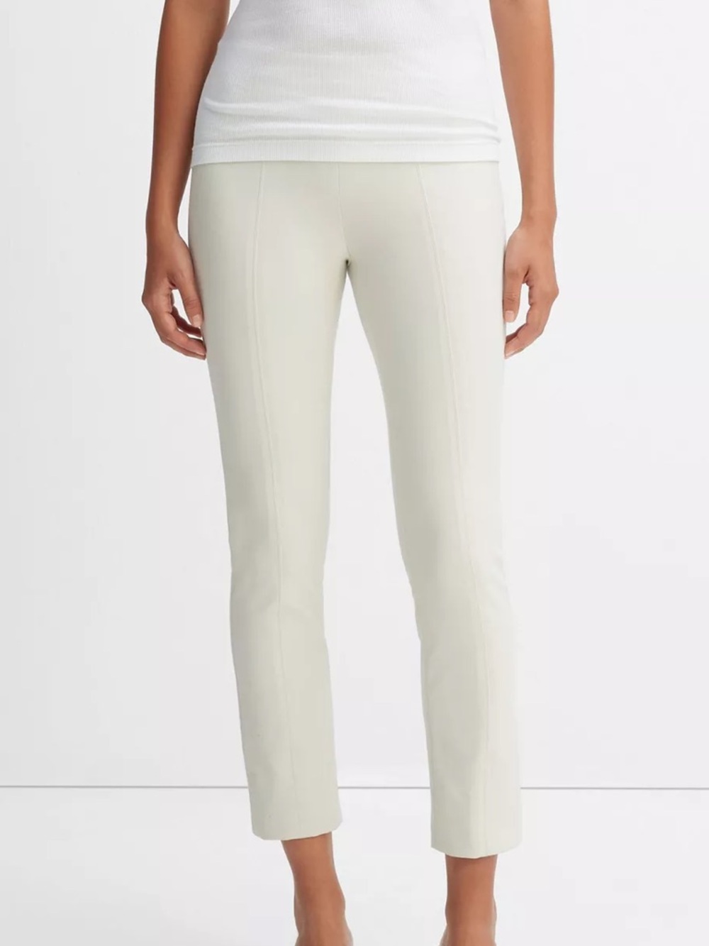 Vince Women S Gesso Slim Bobbi High-Rise Stitch-Seam Ponte Ankle Legging Pant - Picture 1 of 13